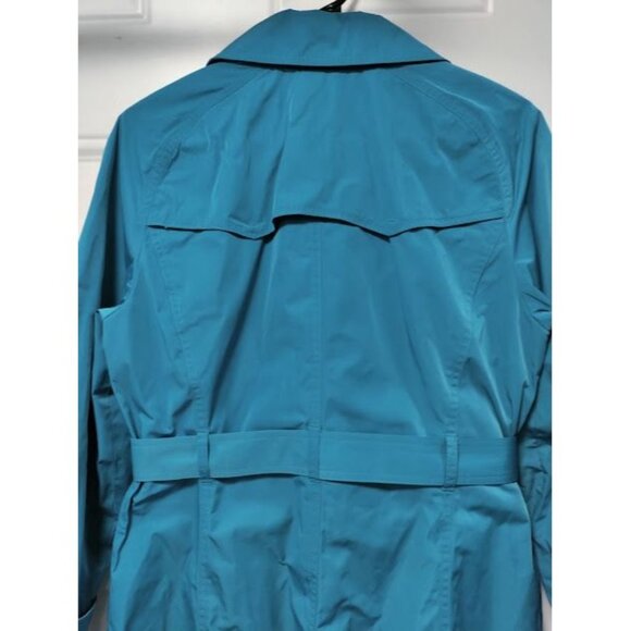 Talbots Spring Belted Trench Coat Teal Blue Women's Petite Size Medium - Picture 8 of 16